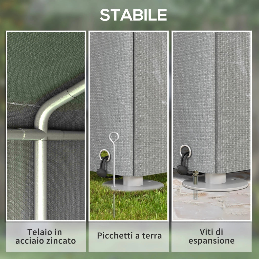 Capanno Porta Attrezzi e Tenda Garage per Bici e Moto ¨C zephmum ¨C 1.6x2m, Grigio Chiaro