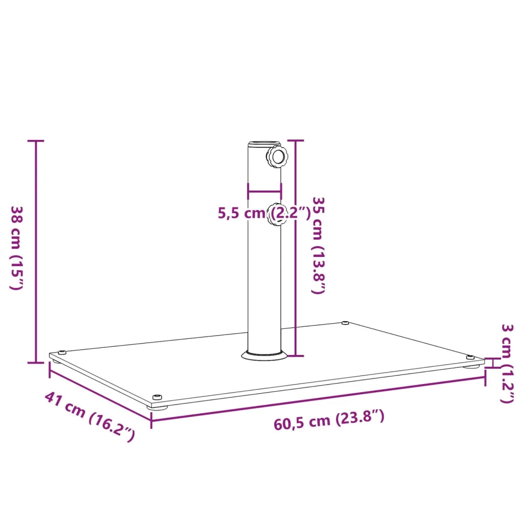 Base per Ombrellone per Pali Ø32/38/48 mm 15 kg Rettangolare 368681