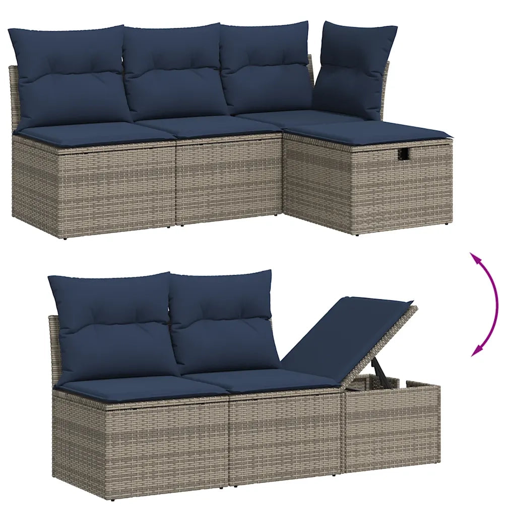 Set Divani da Giardino 6 pz con Cuscini Grigio in Polyrattan 3274641