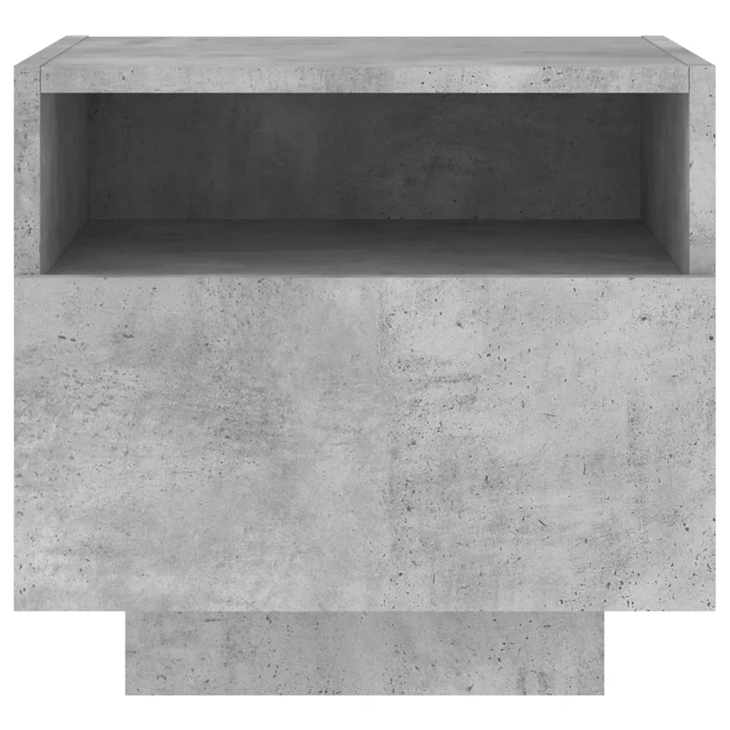 Comodino con Luci LED-Tavolino da notte Grigio Cemento 40x39x37 cm