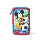 Trade Shop - Astuccio A 3 Zip Disney Mickey Mouse Con Accessori Per La Scuola E Il Disegno -