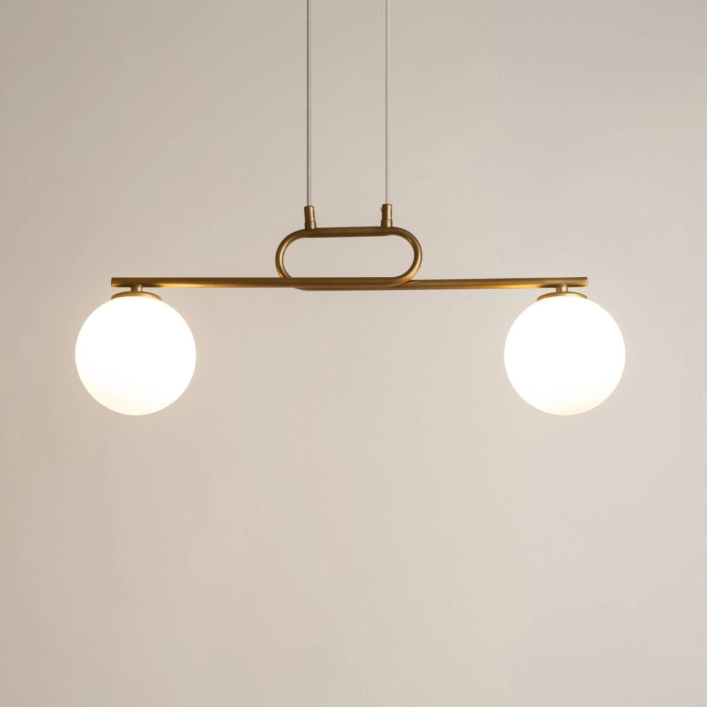 Lampada a sospensione Tes Sigma 2 luci G9 oro e vetro