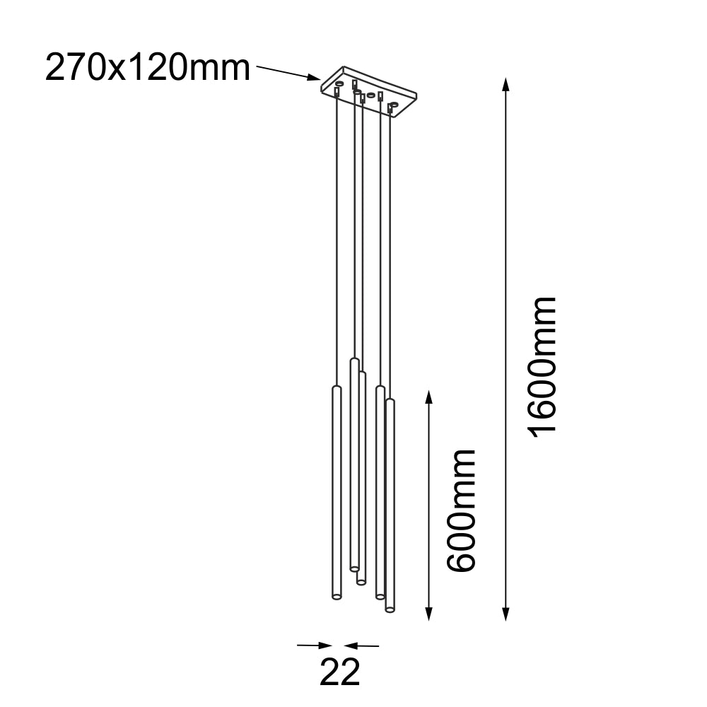 Lampada a sospensione Kosame Shilo nera 5xG9 160cm