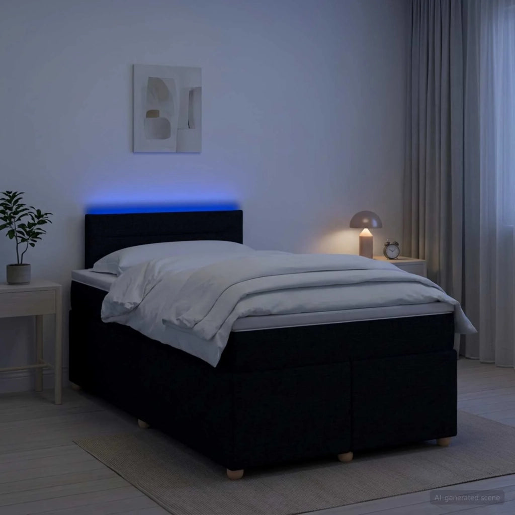Letto box spring con materasso Nero 120 x 190 cm Tessuto 3452368