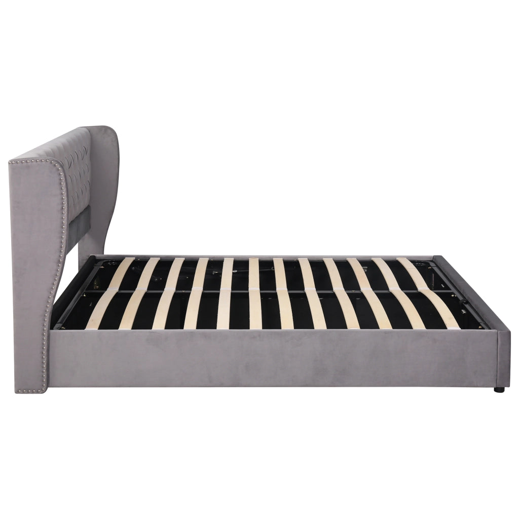 LETTO Contenitore 180x200 cm Velluto Grigio