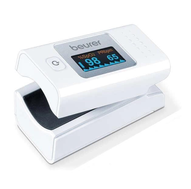 Beurer 45431 Pulsossimetro PO 35 Misurazione SpO2 e Frequenza Cardiaca Display LCD a Colori con Orientamento Automatico colore Bianco
