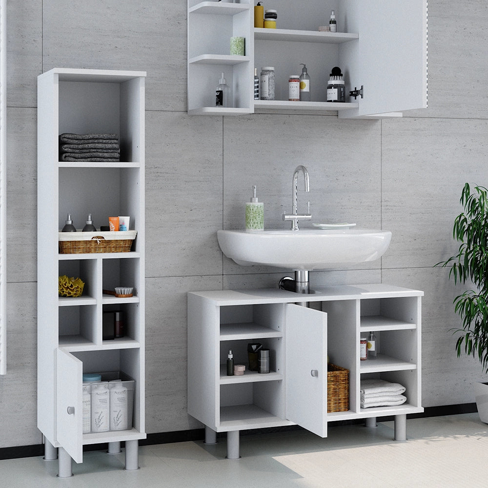 Vicco Set mobili bagno Bianco 3 pezzi, base 80 cm