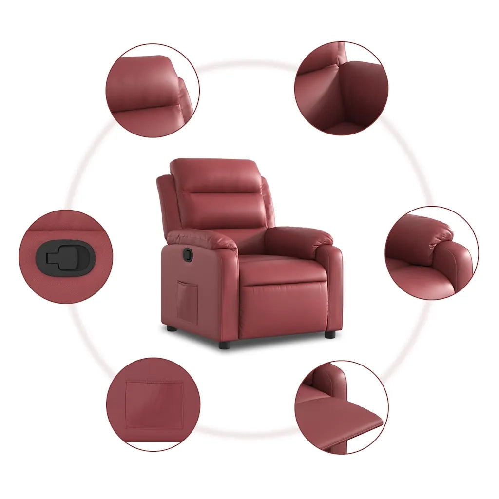 Poltrona Reclinabile Rosso Vino in Similpelle 373490