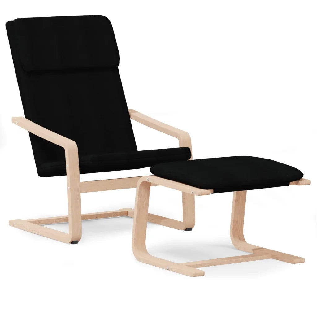 Poltrona Relax | Sedia Relax con Poggiapiedi Nera in Tessuto
