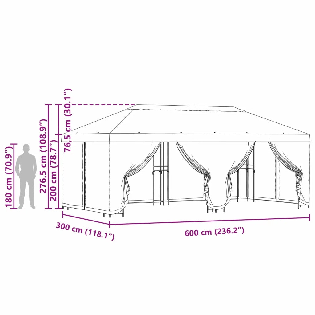 Gazebo con pareti laterali 6 x 3 m Borgogna 3376029