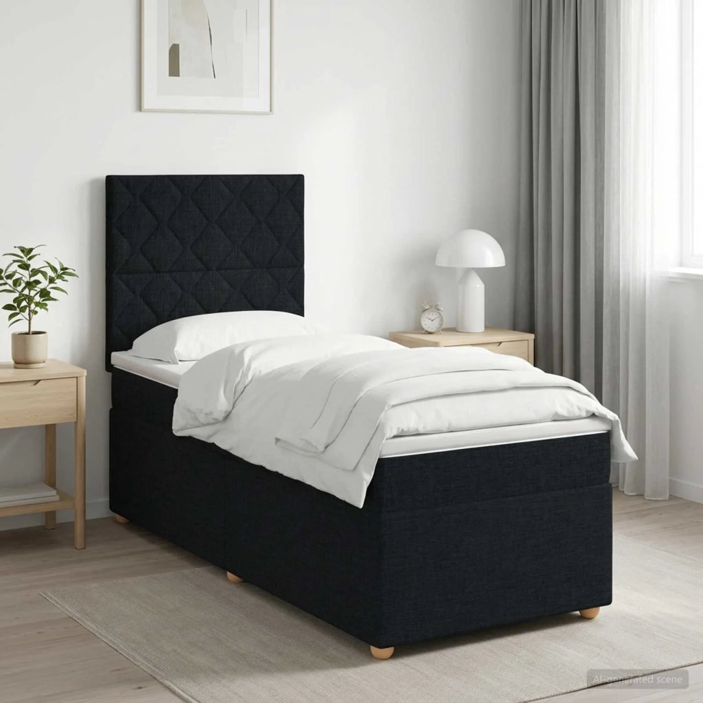 Letto box spring con materasso Nero 100 x 200 cm Tessuto 3453825