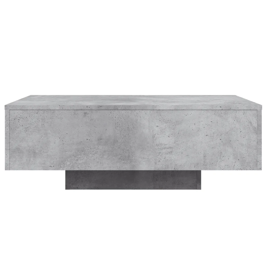 Tavolino da Soggiorno con Luci LED-Tavolino da Salotto-Tavolo Grigio Cemento 85x55x31 cm