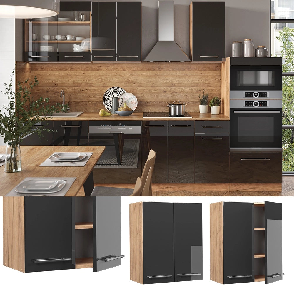 Pensile da cucina Fame-Line Antracite lucido/Rovere dorato 60 cm Vicco