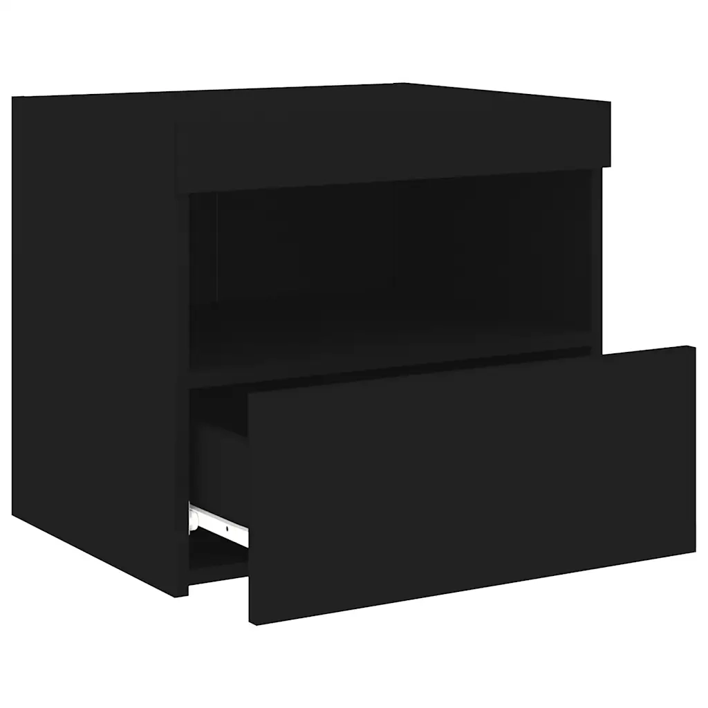 Comodini con Luci LED 2pz Neri 50x40x45 cm 836766