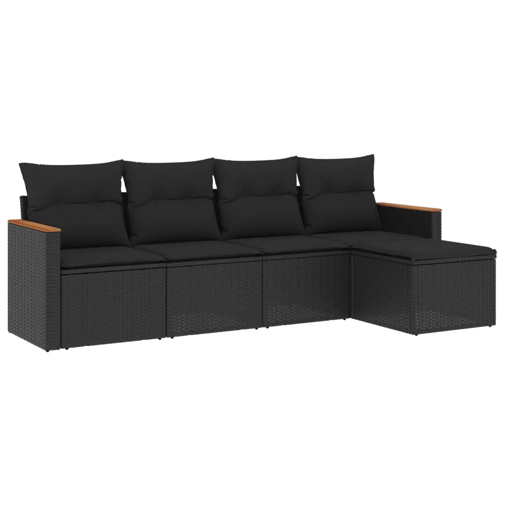 Set Divani da Giardino 5 pz con Cuscini in Polyrattan Nero 3258317