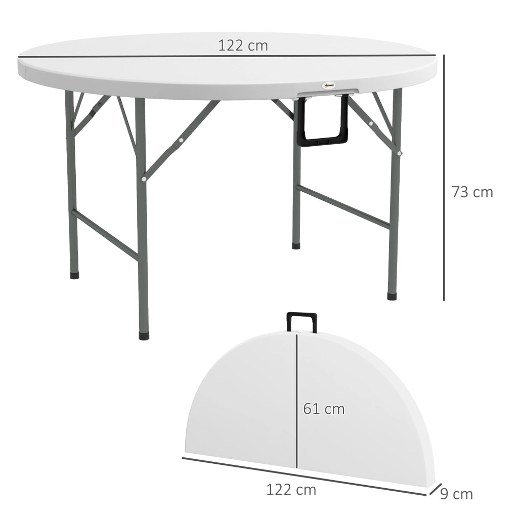 Tavolino da Giardino Pieghevole ¨C Minimal ¨C Acciaio HDPE Bianco ?122x73 cm
