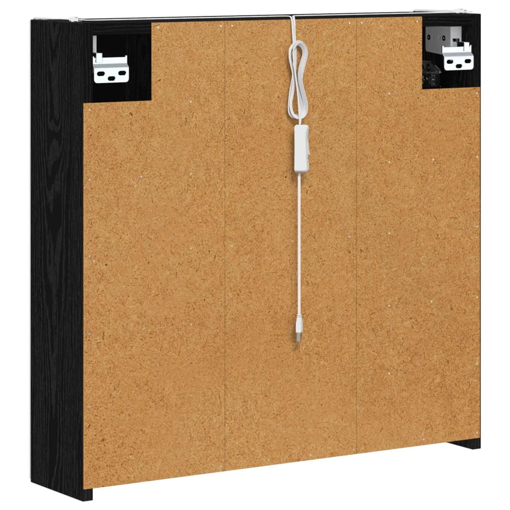 Mobiletto per specchio da bagno Rovere Nero 889248