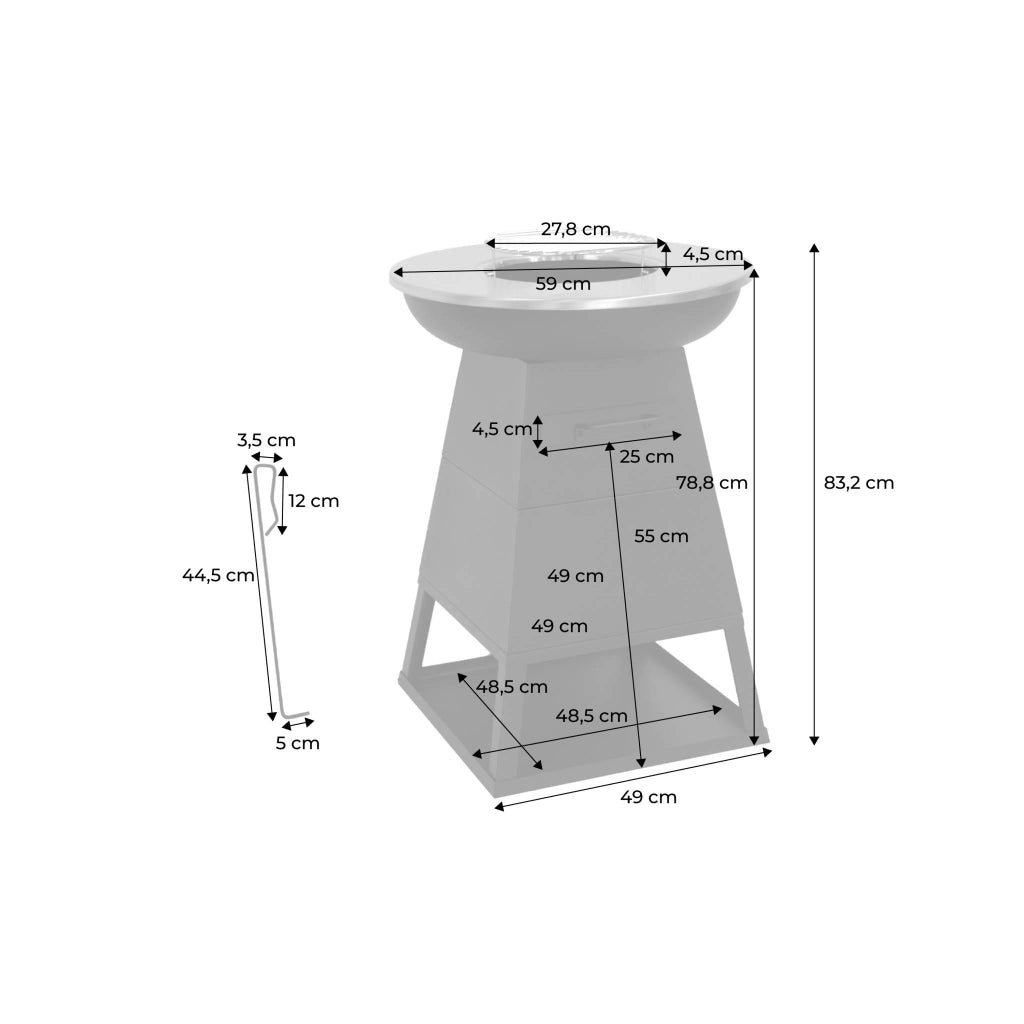 Braciere barbecue con spazio di stoccaggio, ø59cm , nero