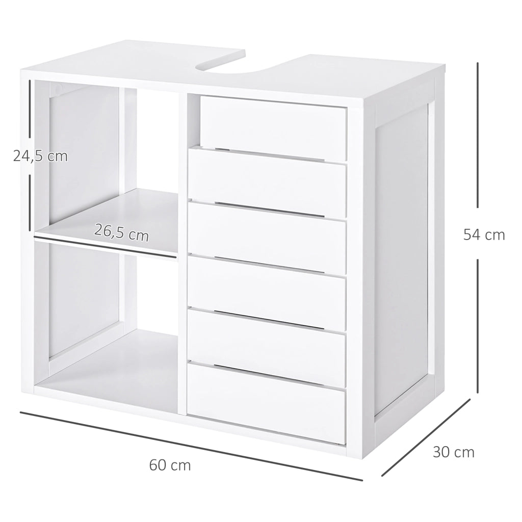 Mobiletto Sottolavabo Sospeso con 2 Ripiani e Anta ¨C Minimal ¨C 60x30x54 cm Bianco