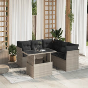 Set Divano da Giardino 6pz con Cuscini Grigio Chiaro Polyrattan 3266582