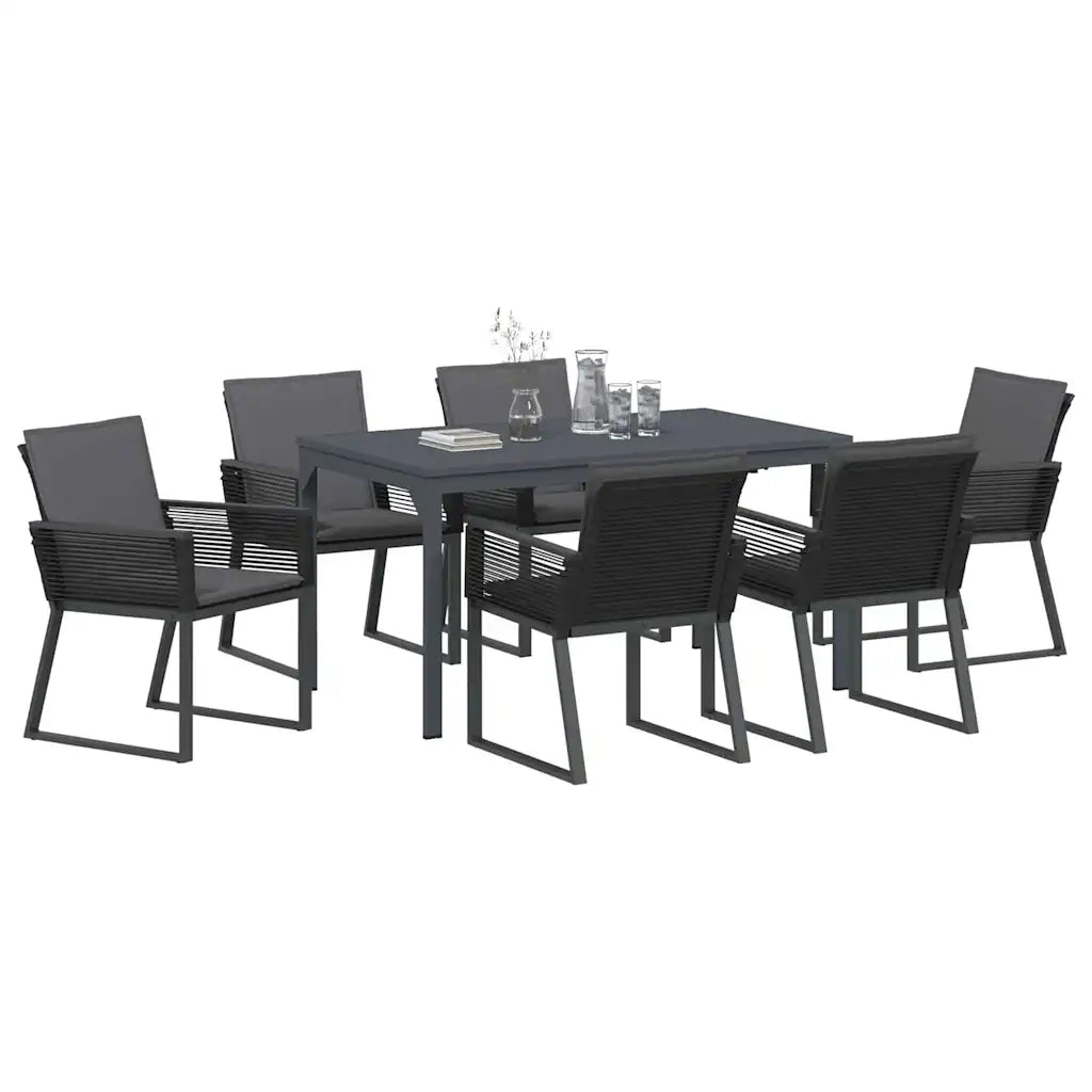Set da Pranzo per Giardino 7 pcs Antracite polyrattan