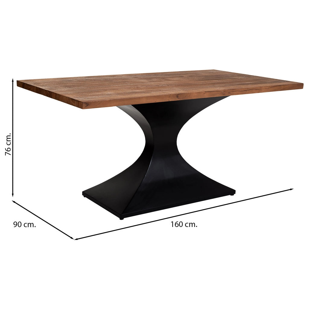 Tavolo da pranzo in legno di acacia finitura noce 160x90x76