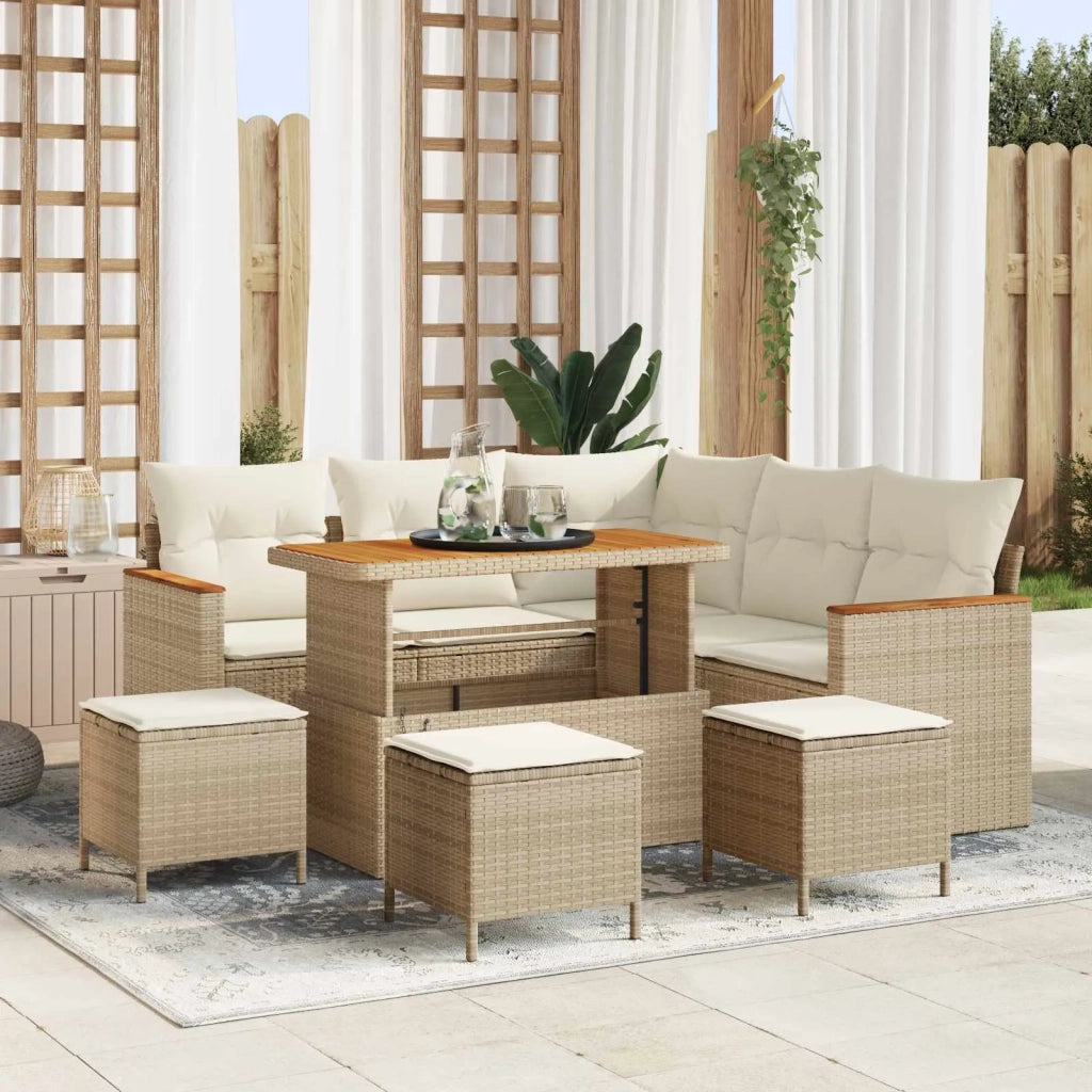 Set Divano da Giardino 9 pcs Beige polyrattan 3362921
