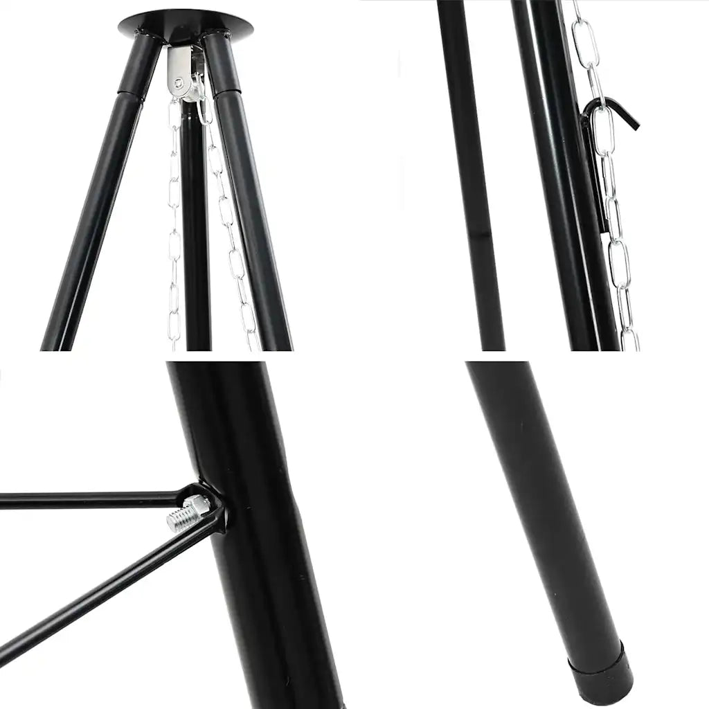 Treppiede da Campeggio 3 pcs Nero Acciaio 42010332