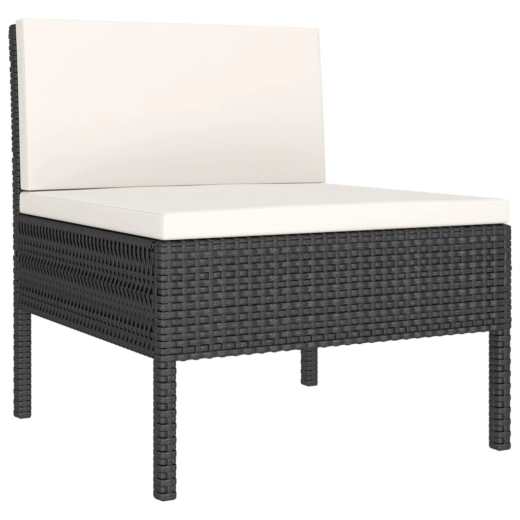 Set Divani da Giardino 10 pz con Cuscini in Polyrattan Nero 3094576