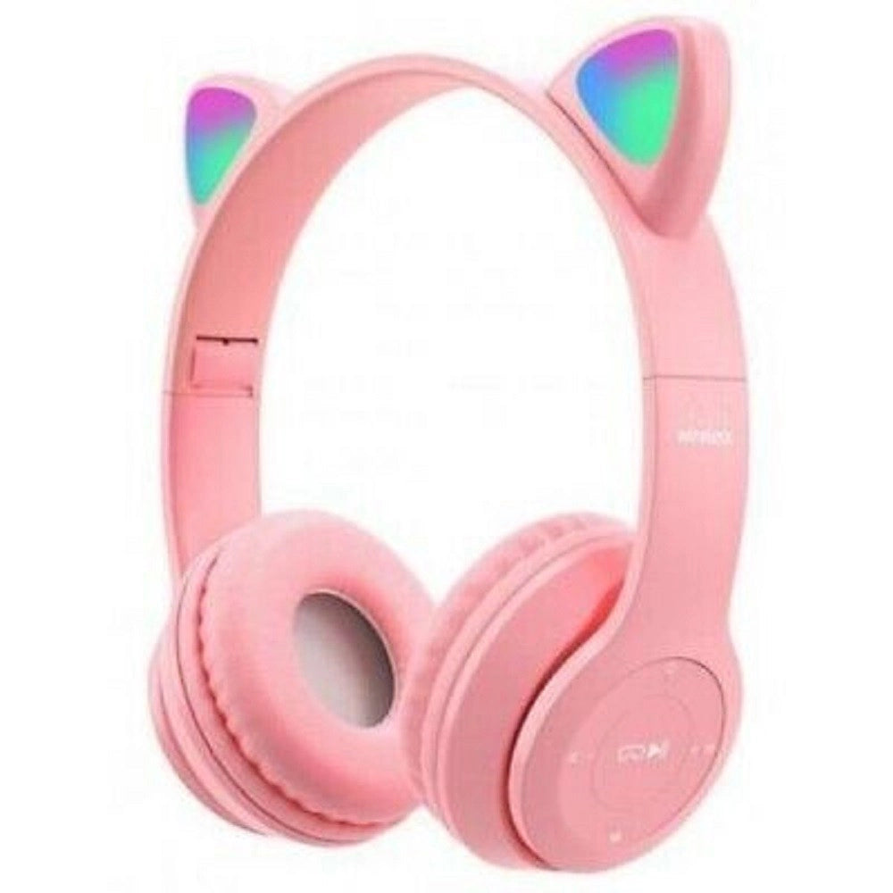 Trade Shop - Cuffie Bluetooth Wireless Gaming Auricolare Led Orecchie Gatto Smartphone Q-em51 -