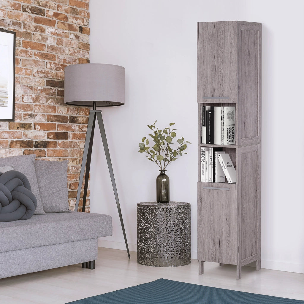 Colonna bagno in legno MDF con 2 armadietti e 2 ripiani aperti ¨C Xylo ¨C 30x32x172.5 cm