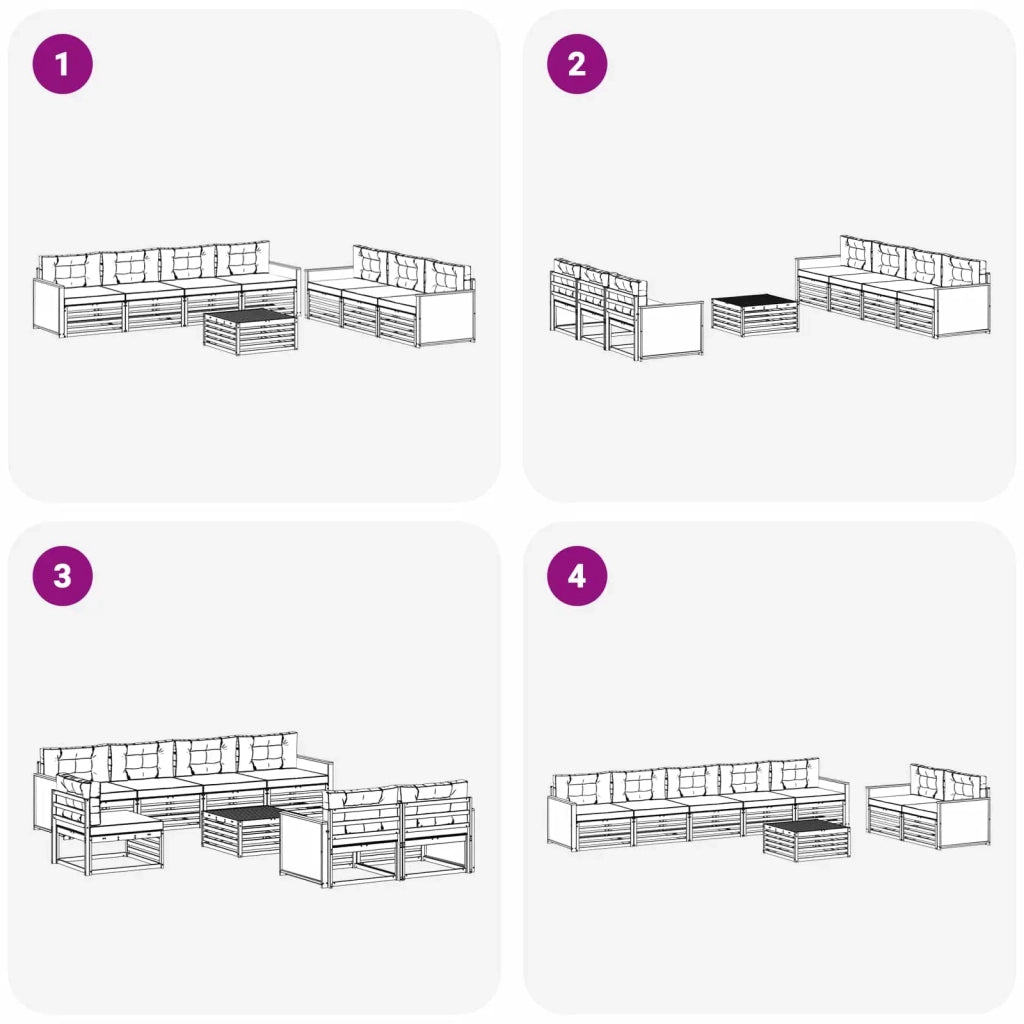 Set di divani da esterno con cuscino 8 pcs Naturale e Antracite 3383120