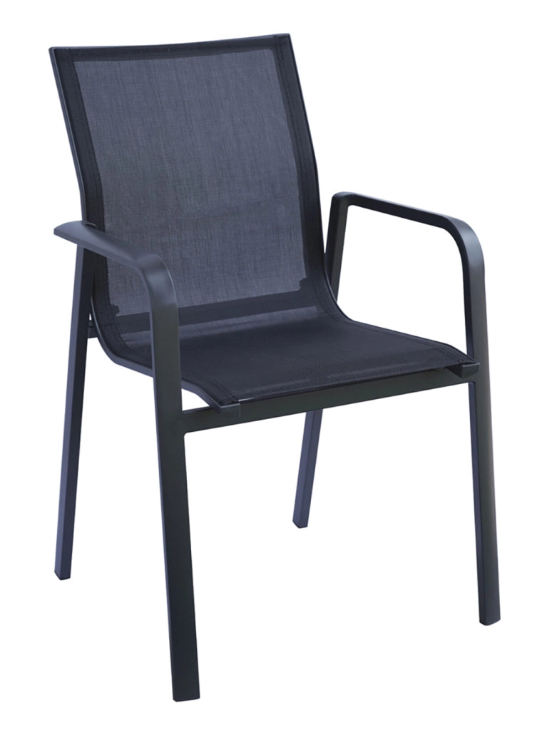 Sedia Samo in alluminio e textilene Greenwood Colore: Antracite e nero, Materiale: Alluminio e Textilene