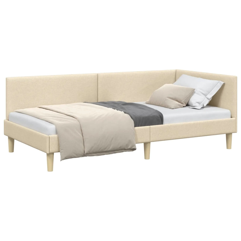 Cornice del letto ad angolo con testiera Crema 90 cm x 200 cm