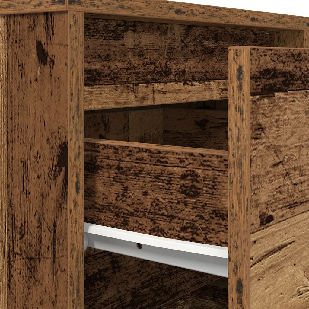 Comodino con Luci LED Legno Antico 38x34x50 cm 861297