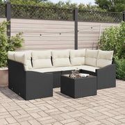 Set di divani con cuscino 7 pcs Nero e Crema polyrattan 3346617