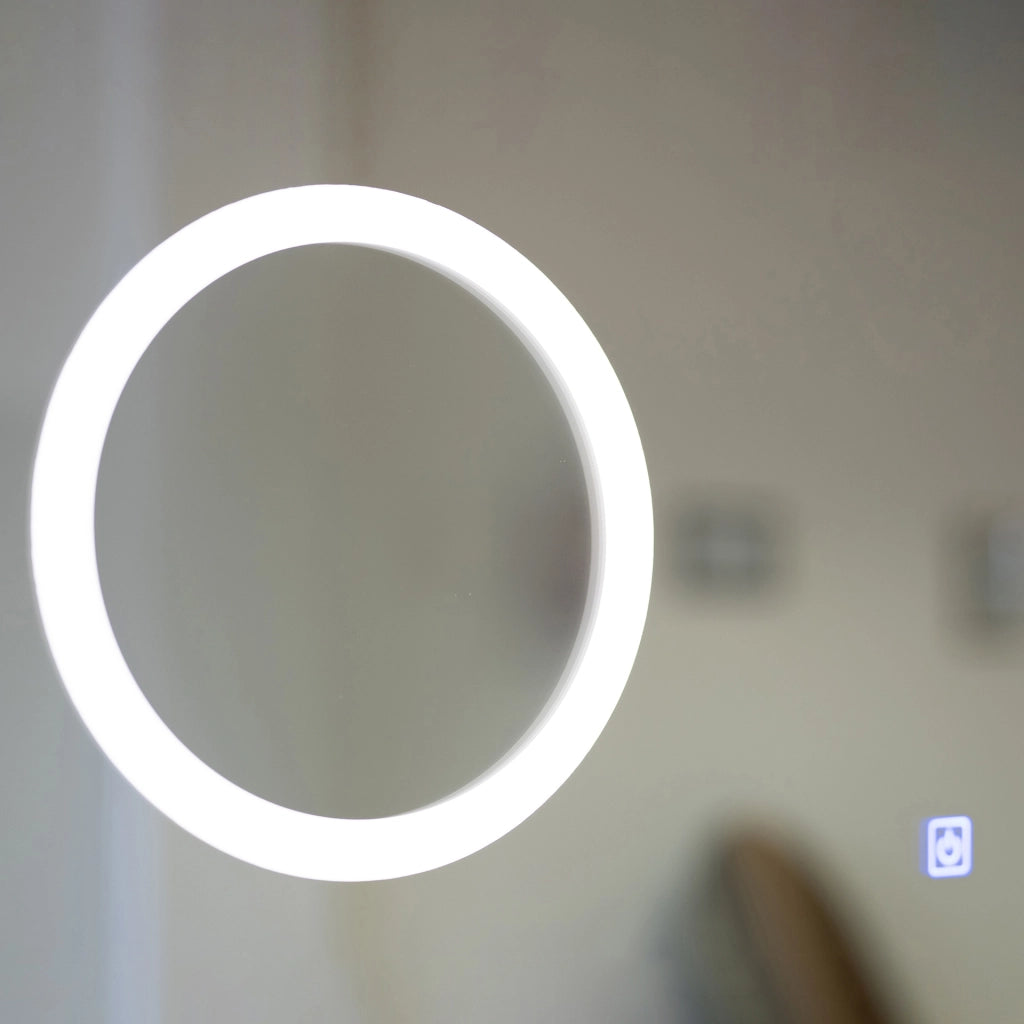 Specchio led 100x70 con lente e orologio