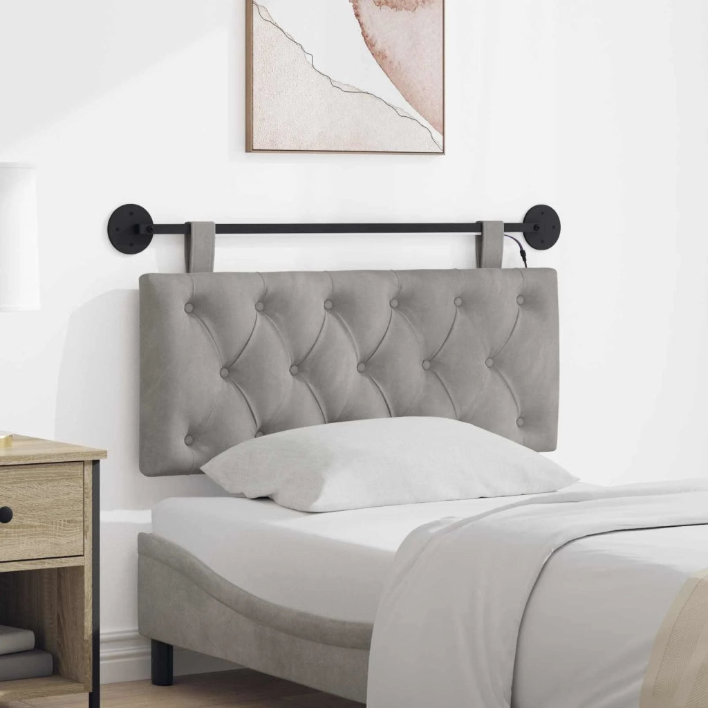 Testiera | Testata sospesa Con luce LED Grigio Chiaro Velluto