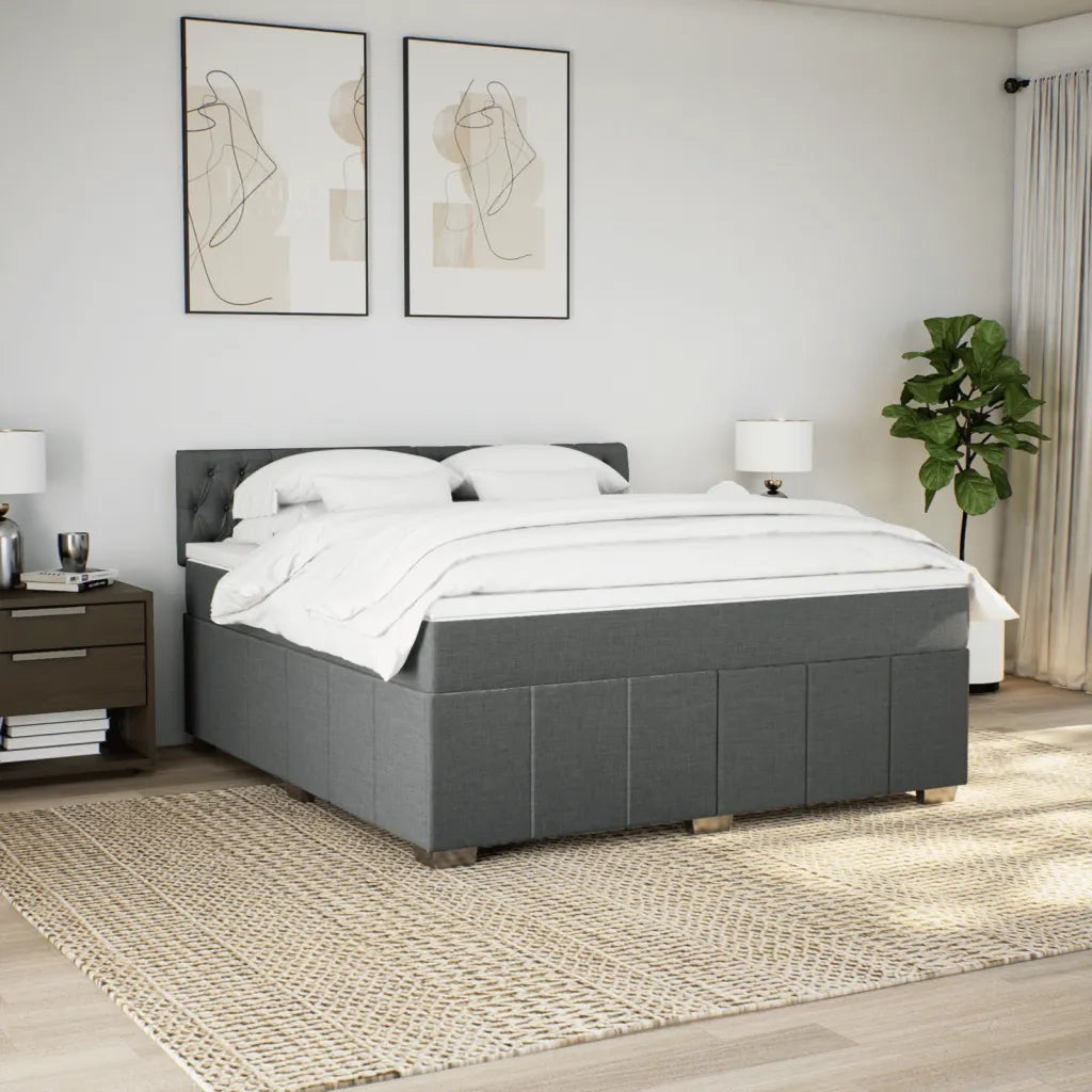 Giroletto a Molle con Materasso Grigio Scuro 180x200 cm Tessuto