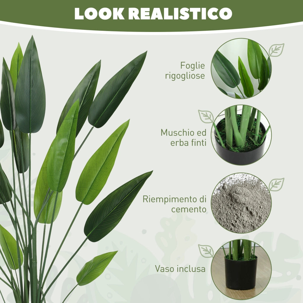 Pianta Artificiale Uccello del Paradiso ¨C Minimal ¨C Verde 140 cm con Vaso