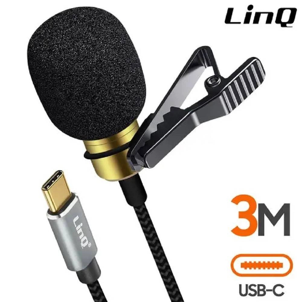 Trade Shop - Microfono Lavalier Usb-c Suono Omnidirezionale A 360° Con Cavo 3 Metri Tpc3540m -