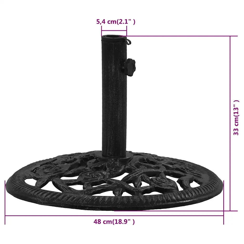 Base per Ombrellone Nera 48x48x33 cm in Ghisa 317749