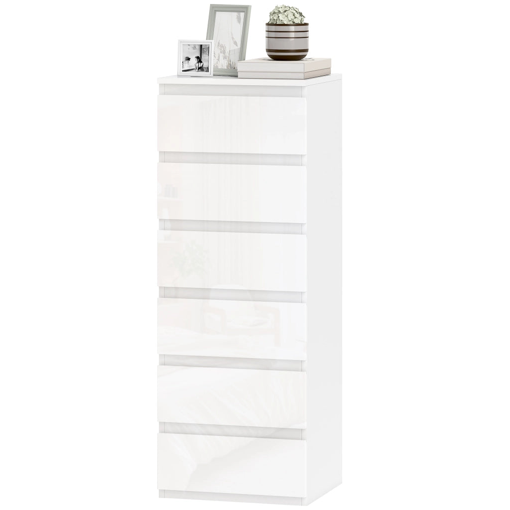 Com¨° Slim. 6 Cassetti Finitura Lucida. Camera da Letto. Bianco