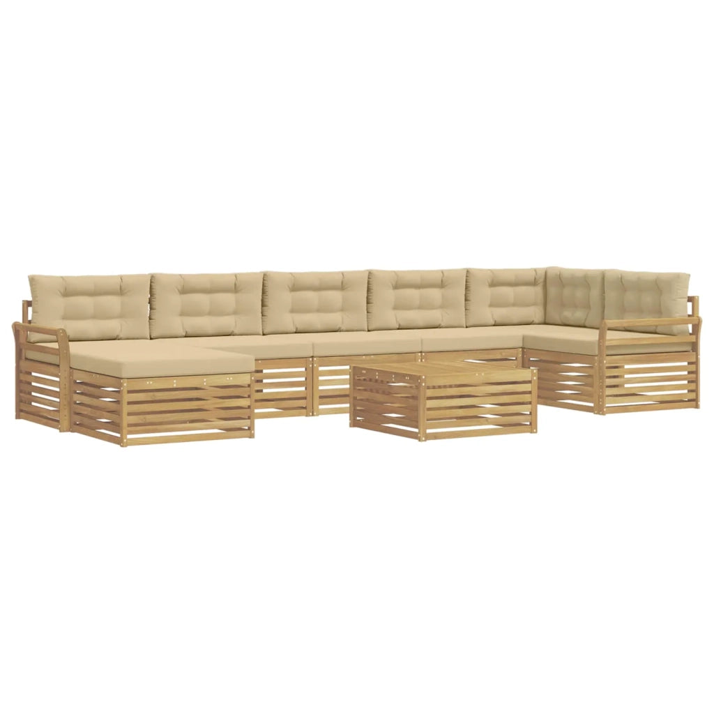 Set di divani da esterno con cuscino 8 pcs Bianco e Beige 3390888