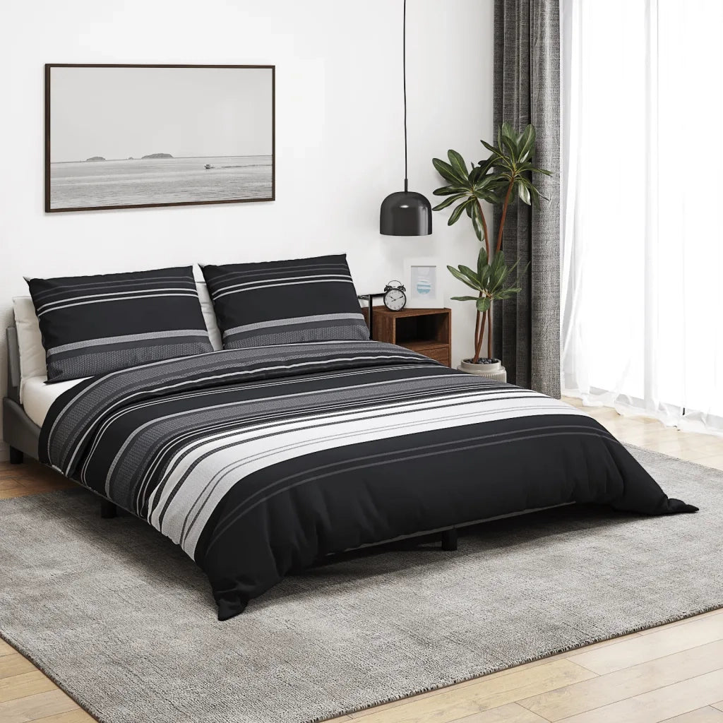 Set Copripiumino Nero e Bianco 260x220 cm in Cotone 136506
