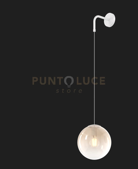 APPLIQUE BIANCO 1 LUCE VETRO AMBRA 1194BI-A-AM