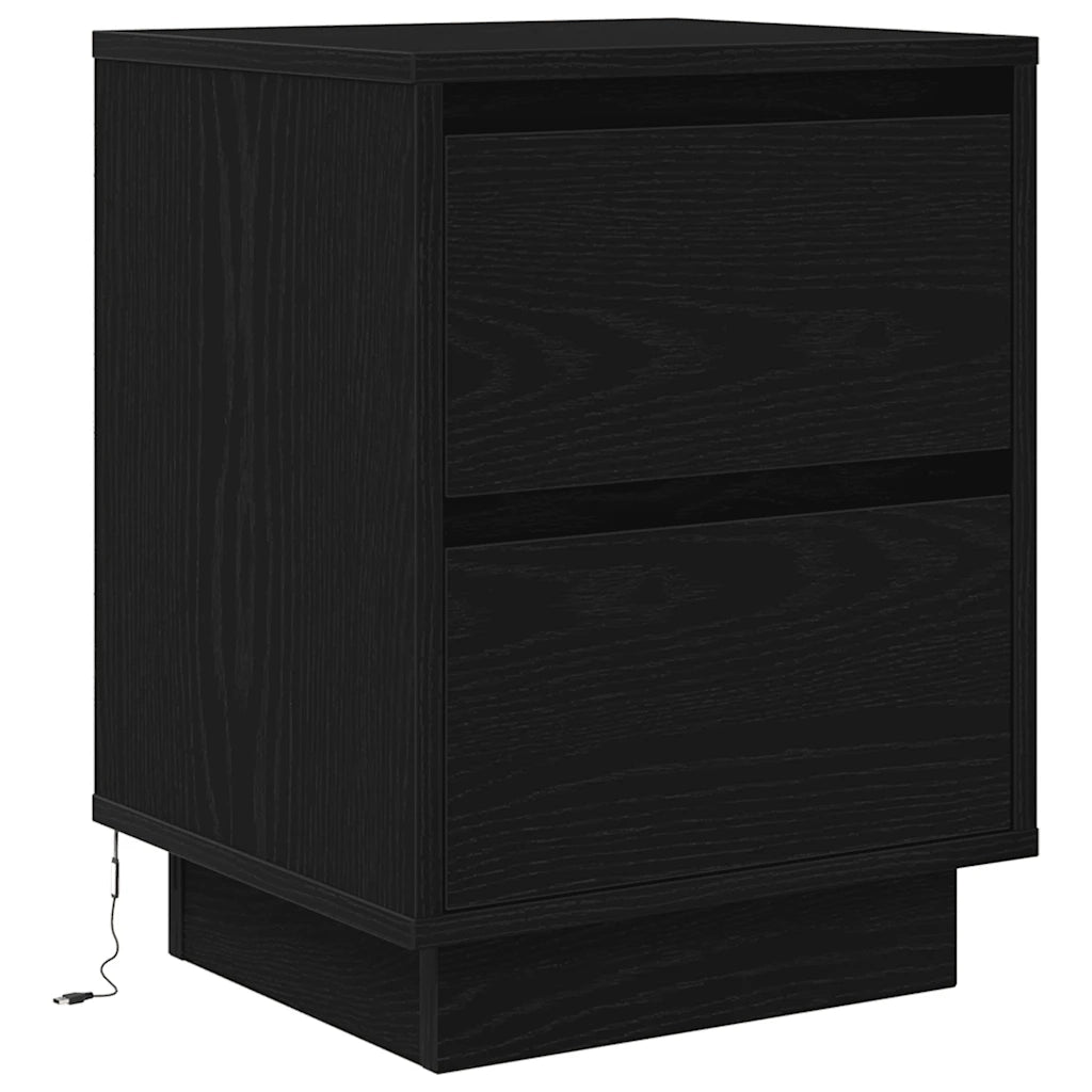 Comodini con Luci LED 2 pz Nero 38x34x50 cm 861286