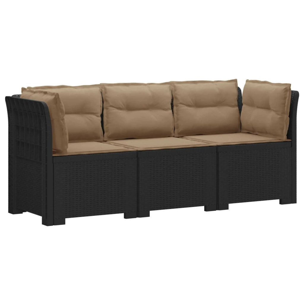 Divano da esterno-Divano da Giardino 3 posti con cuscini in look rattan PP 556067