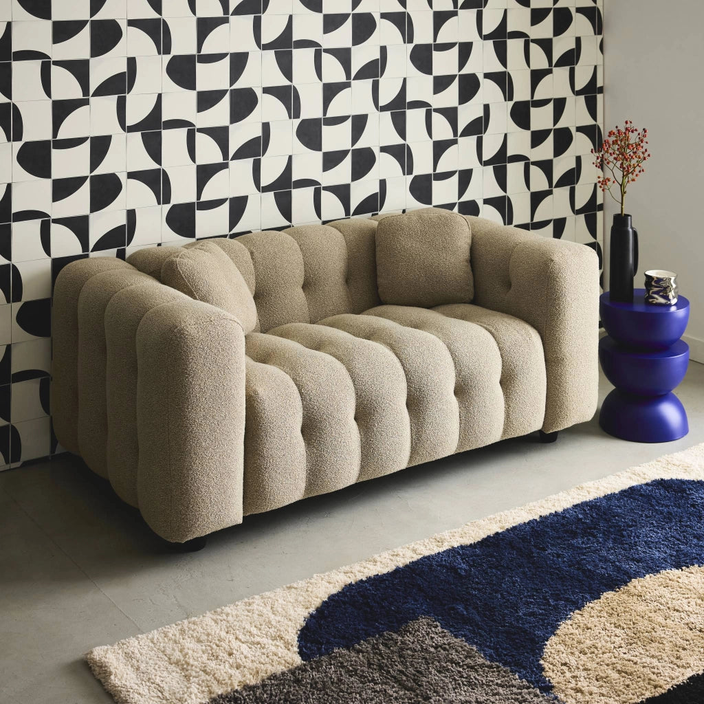 Divano in bouclé testurizzato, 2 posti, beige
