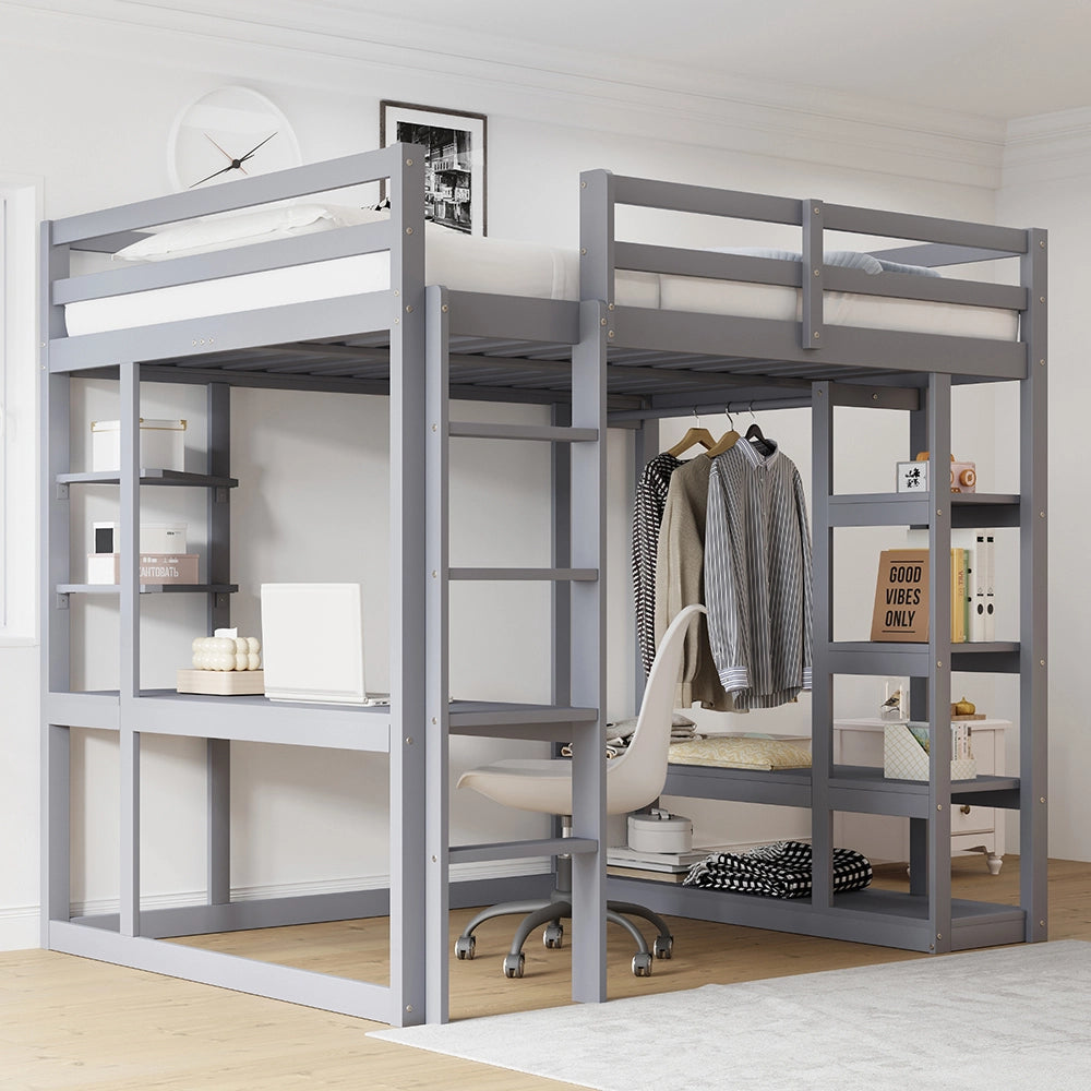 Letto a castello - Xylo - 140x200 cm scrivania grigio